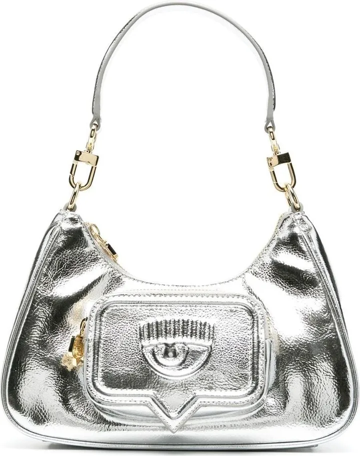 Eyelike-embossed shoulder bag