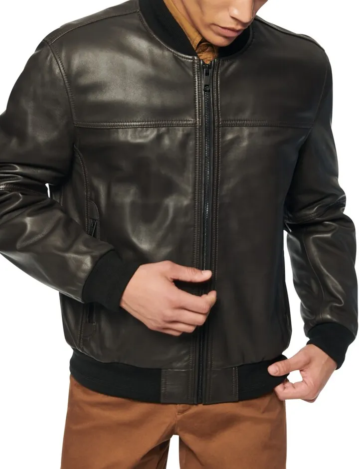 Marc New York Men's Summit Leather Bomber Jacket