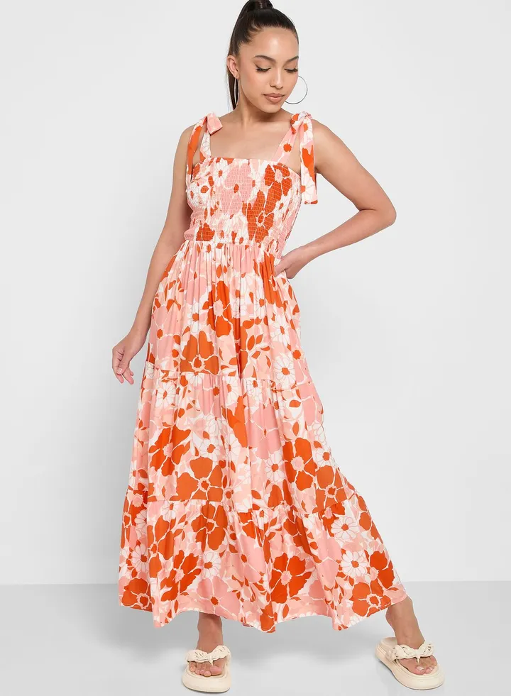 Strappy Printed Dress