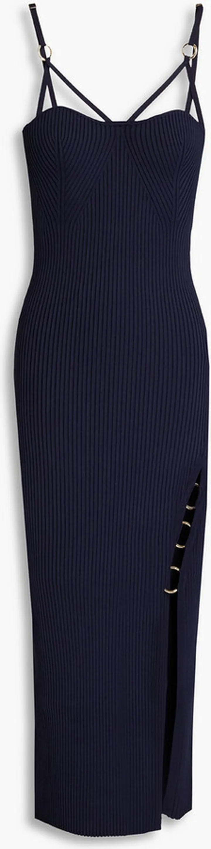 Jules embellished cutout ribbed-knit midi dress