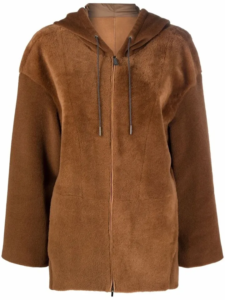 Shearling Panelled Hooded Coat