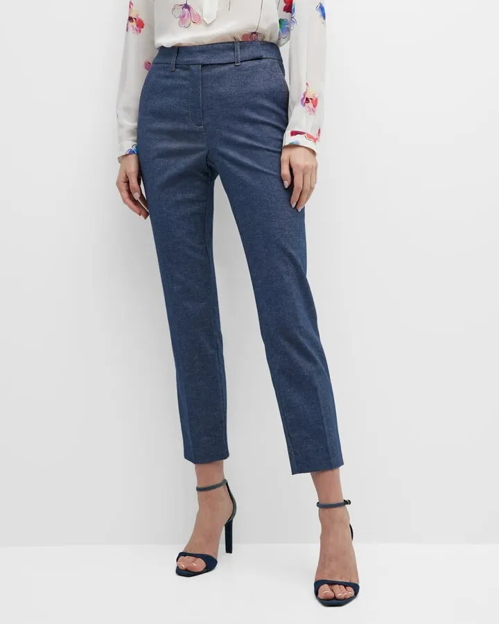 Amedea Cropped High-Rise Stretch Pants