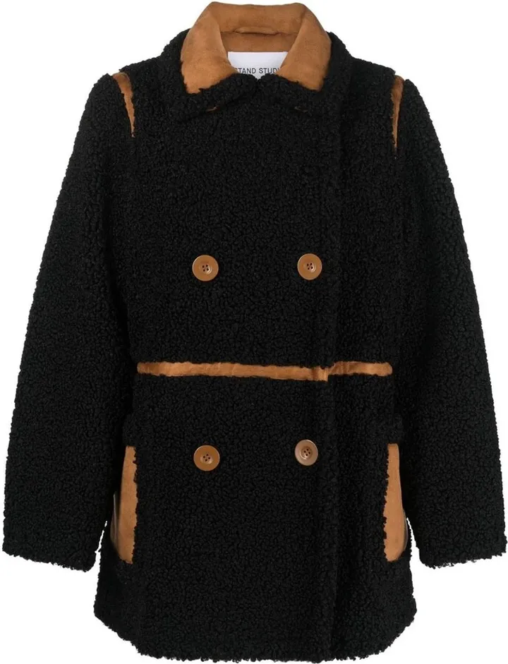 Double-Breasted Faux-Fur Coat