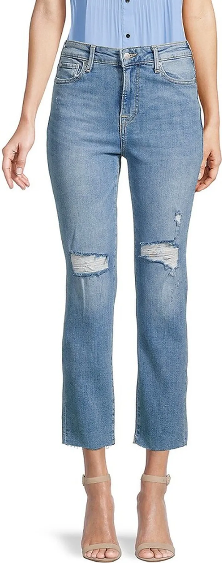 Distressed Bite Hem Jeans