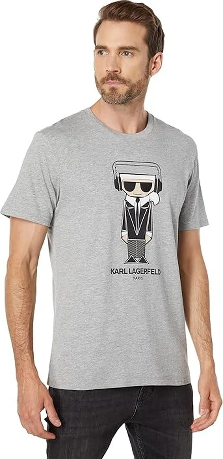 Karl Lagerfeld Paris Flat Head with A Tux T-Shirt (Heather Grey) Men's T Shirt