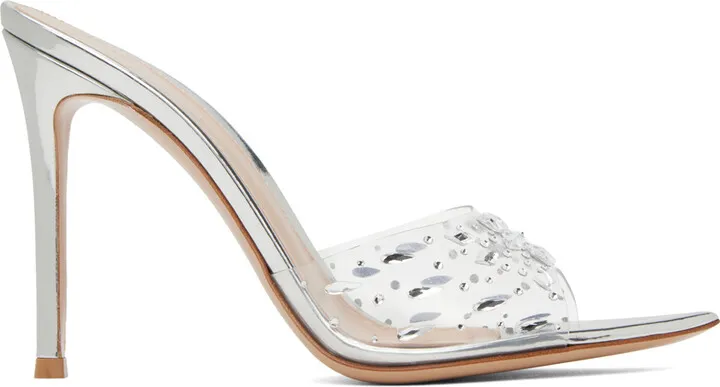 Gianvito Rossi Silver Halley 105 Heeled Mules