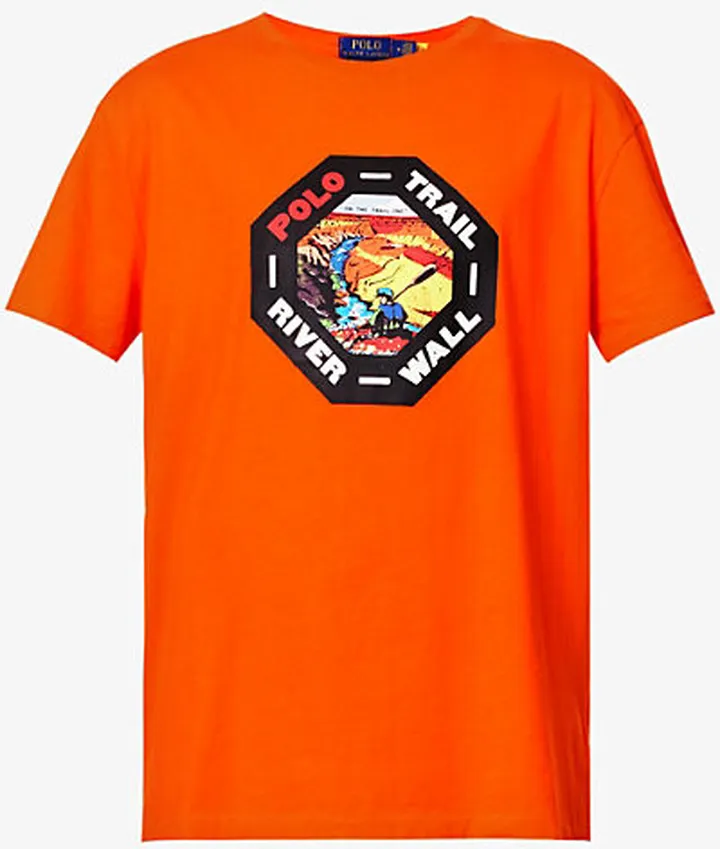 ens Sailing Orange Branded-print Short-sleeved Cotton-jersey T-shirt