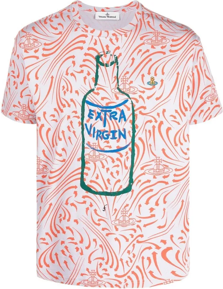 extra-virgin graphic-print logo T-shirt