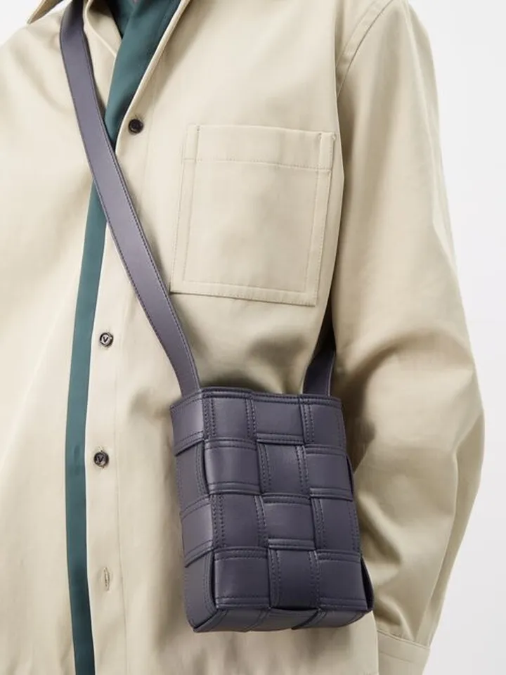Cassette Intrecciato-leather Cross-body Bag