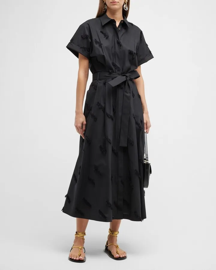 Upland Fringe-Trim Belted Shirtdress