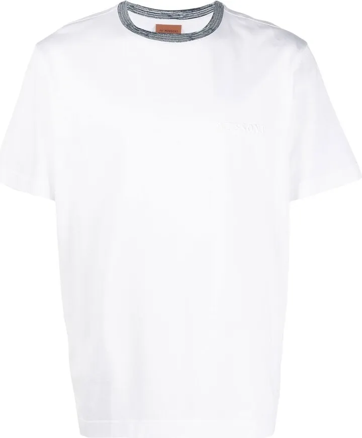 contrasting-neckline detail T-shirt