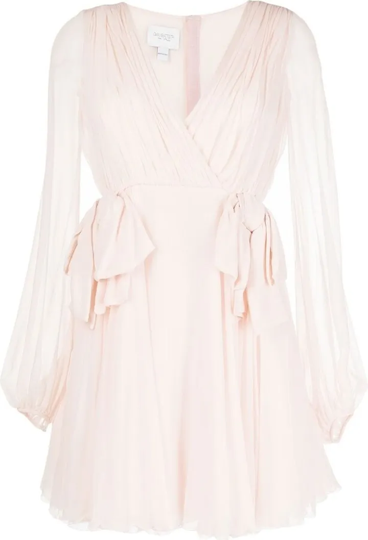 ruched V-neck mini dress