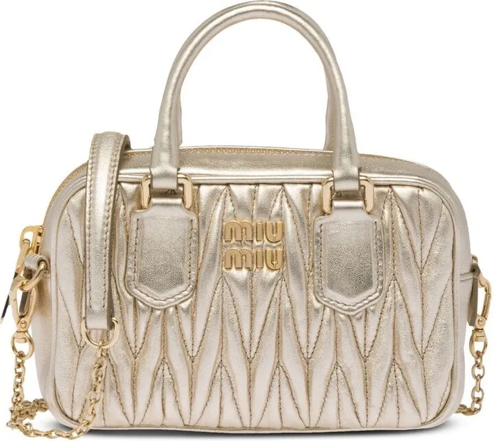 Metallic-Finish Quilted Tote Bag