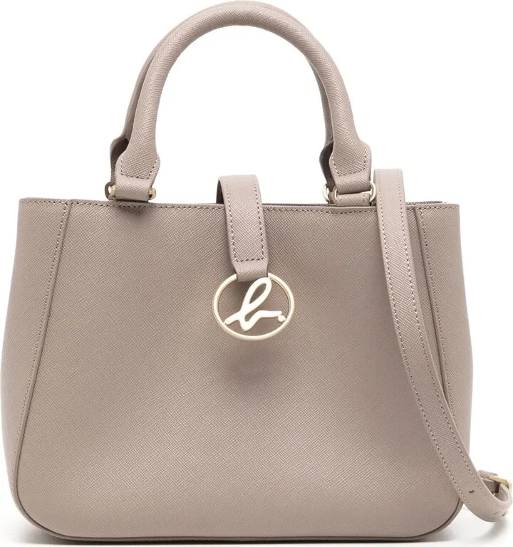 Logo-Plaque Leather Tote Bag