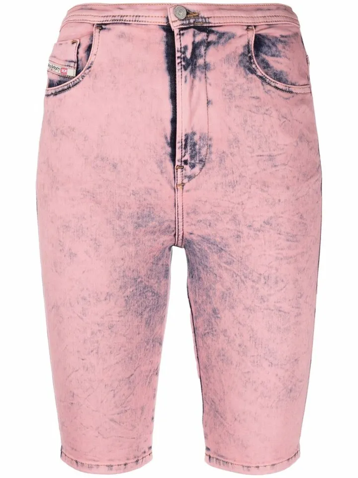 Bleach-Wash Five-Pocket Denim Shorts