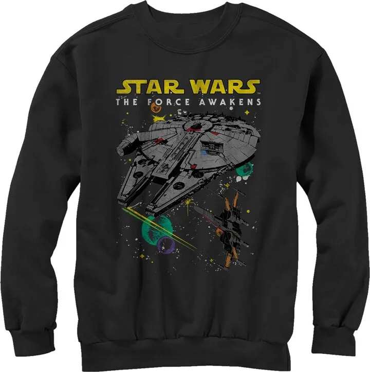 Men's Star Wars The Force Awakens Millennium Falcon and X-Wing Sweatshirt - Black - Medium
