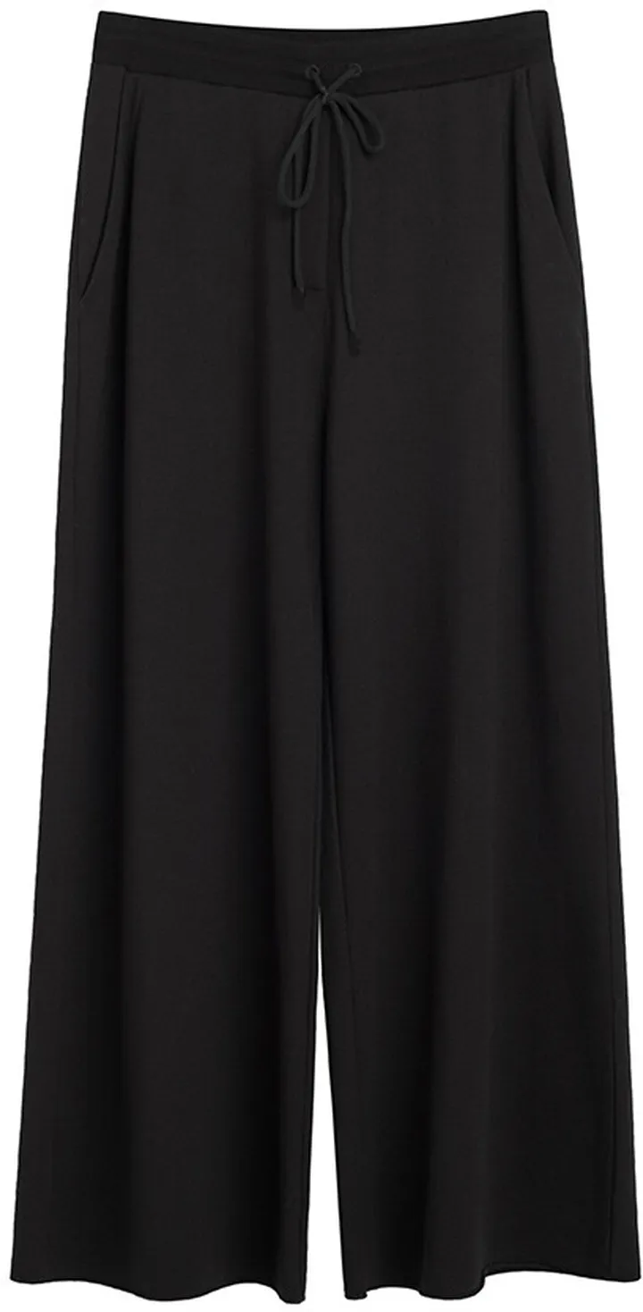 French Terry Wide-Leg Cropped Pant