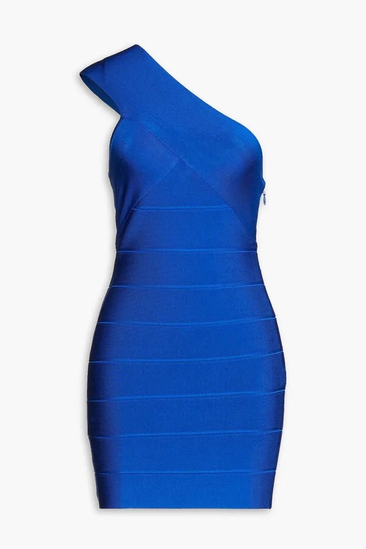 One-shoulder bandage mini dress