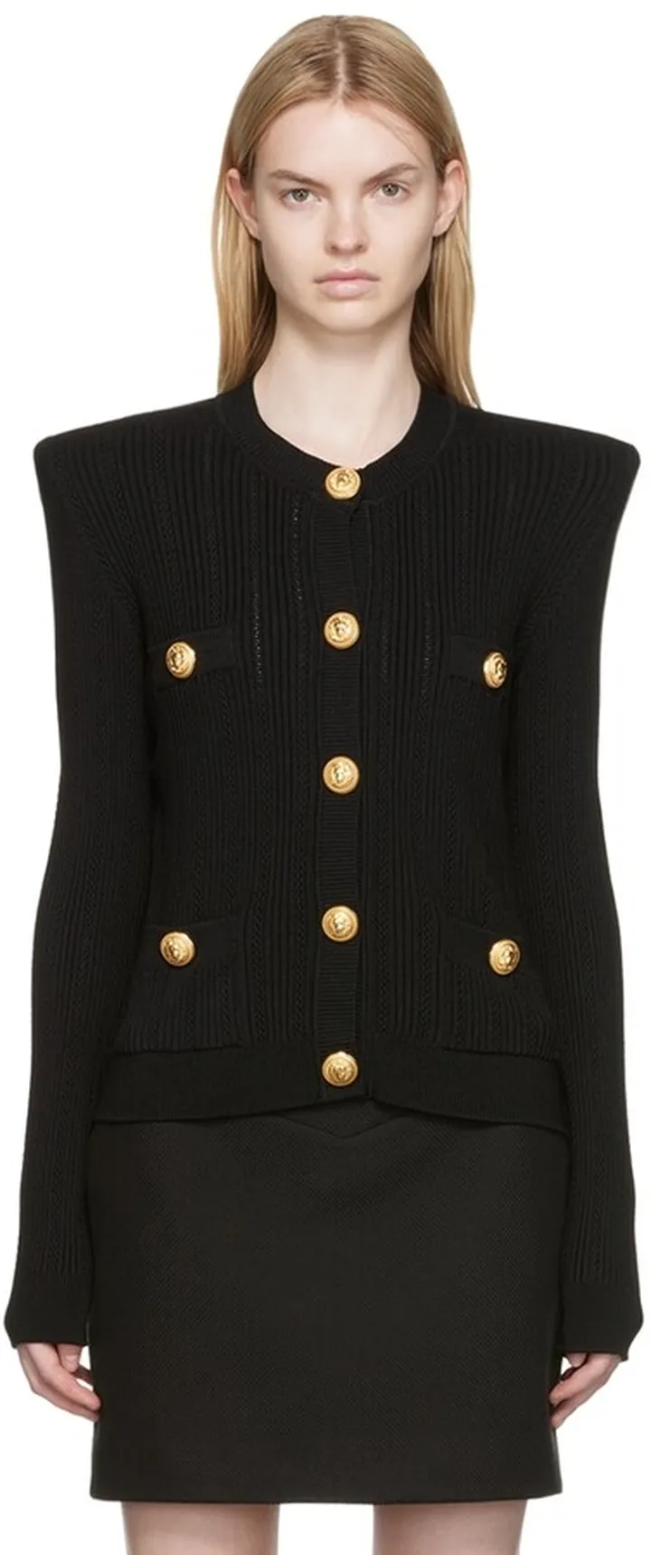 Balmain Black Cropped Cardigan