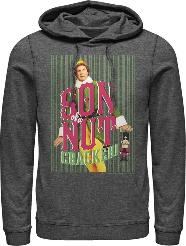 Men's Elf Buddy Son of a Nutcracker Pull Over Hoodie - Charcoal Heather - Large