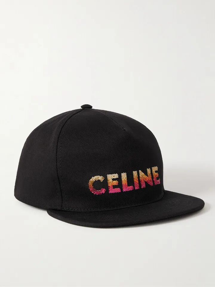 Sequin-Embellished Cotton-Twill Baseball Cap