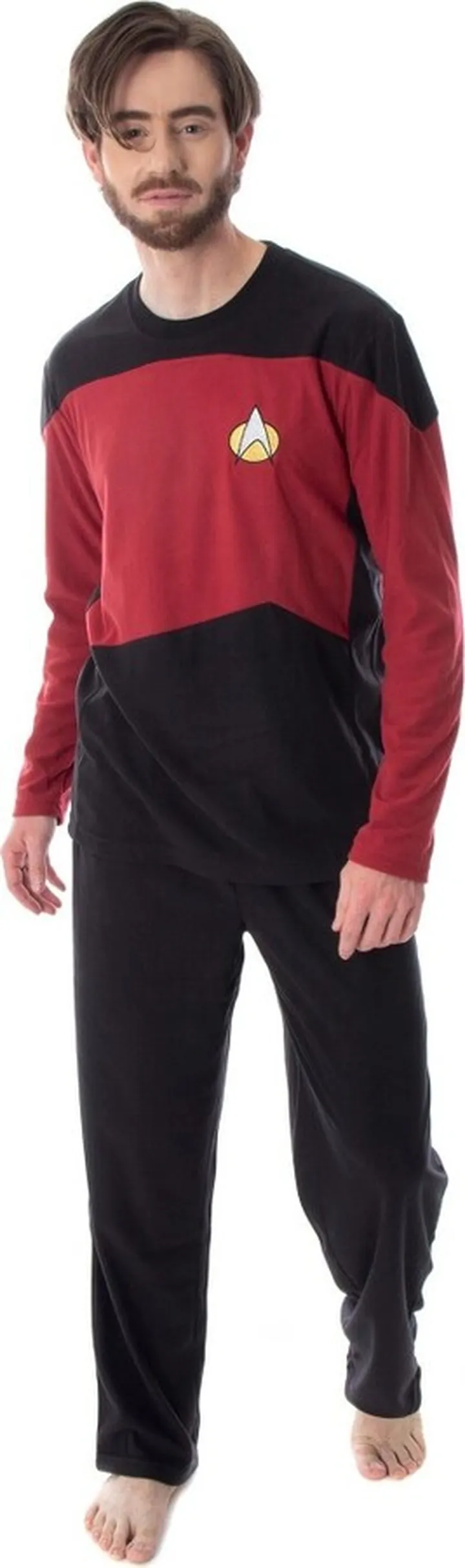 Star Trek Next Generation Men's Picard Uniform Costume Sleepwear Pajama Set (2X) Red