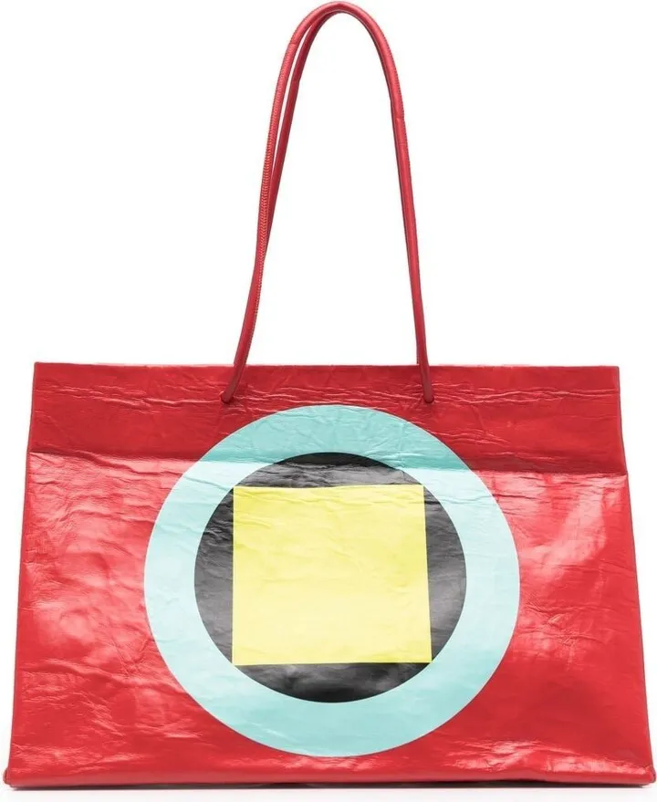 Geometric-Print Tote Bag