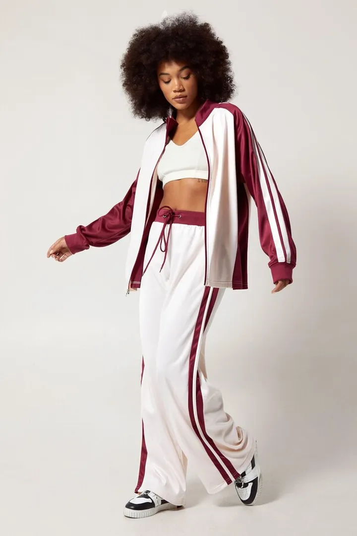 Nasty Gal Womens Side Stripe Wide Leg Sweatpants
