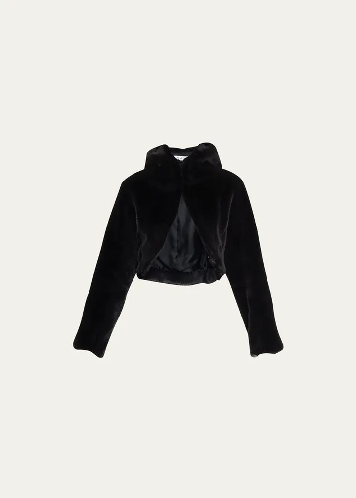 Hooded Faux Fur Bolero Jacket