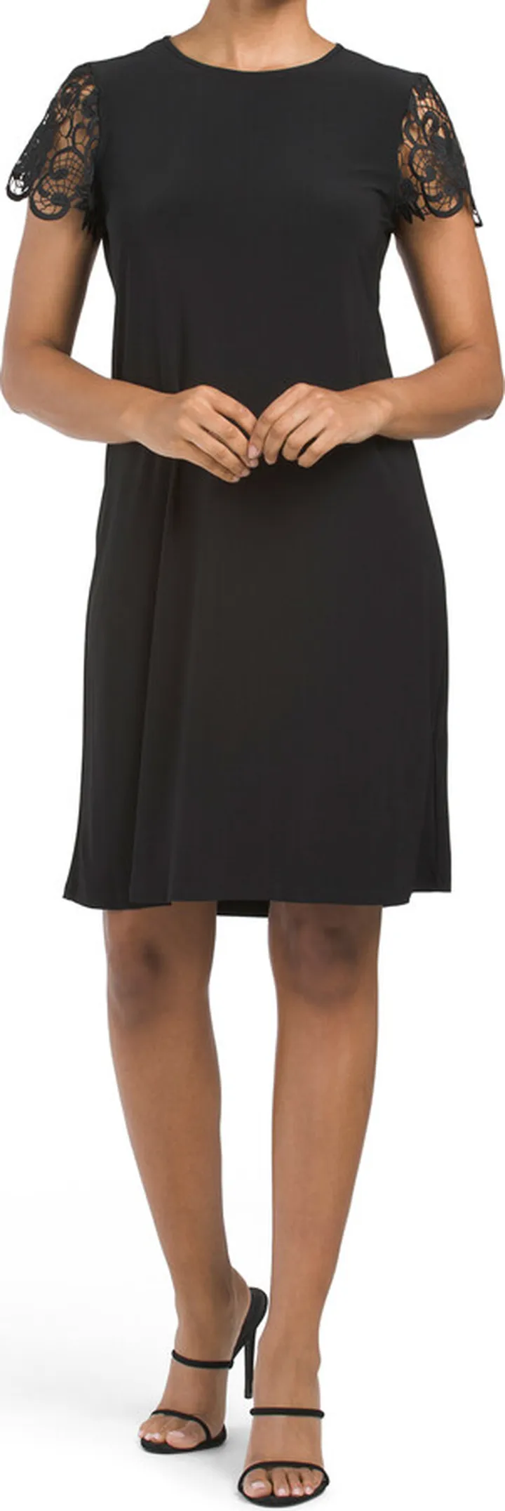 Made In Usa Lace Illusion Cap Sleeve Sheath Dress