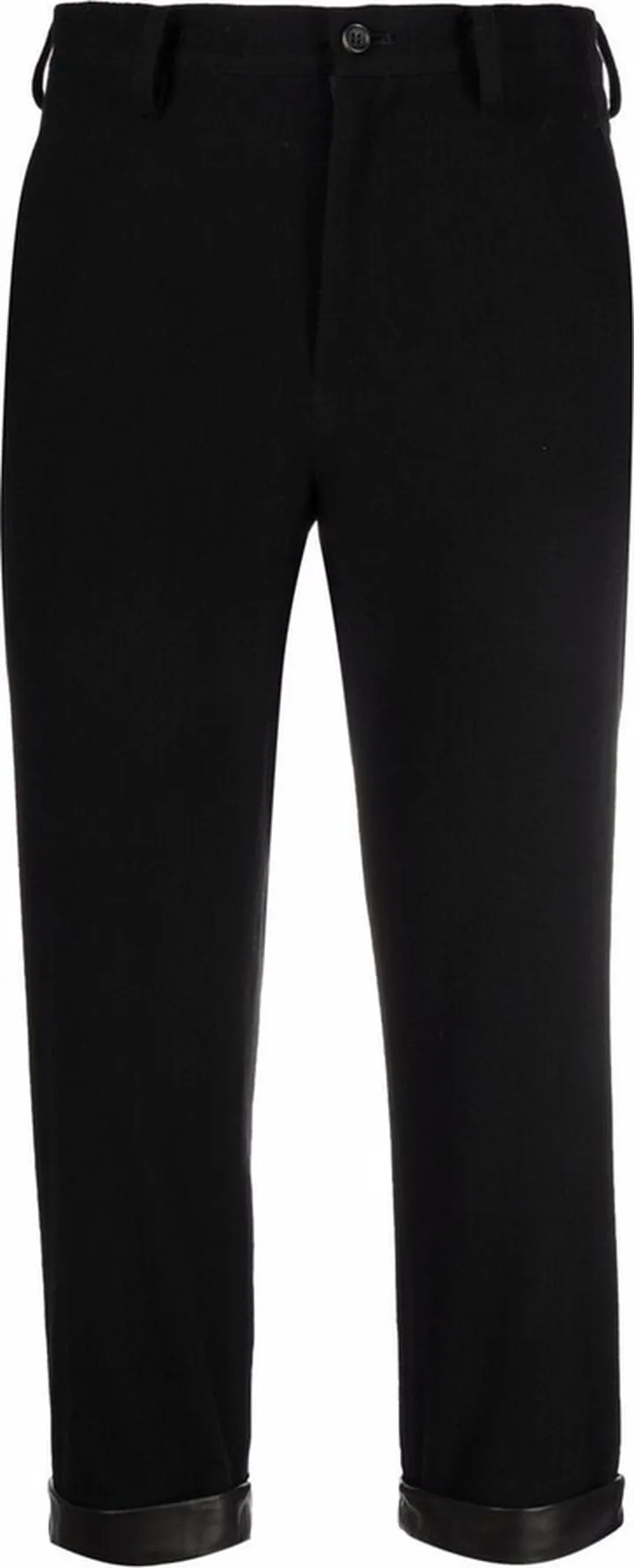 Cropped Leather-Cuff Trousers