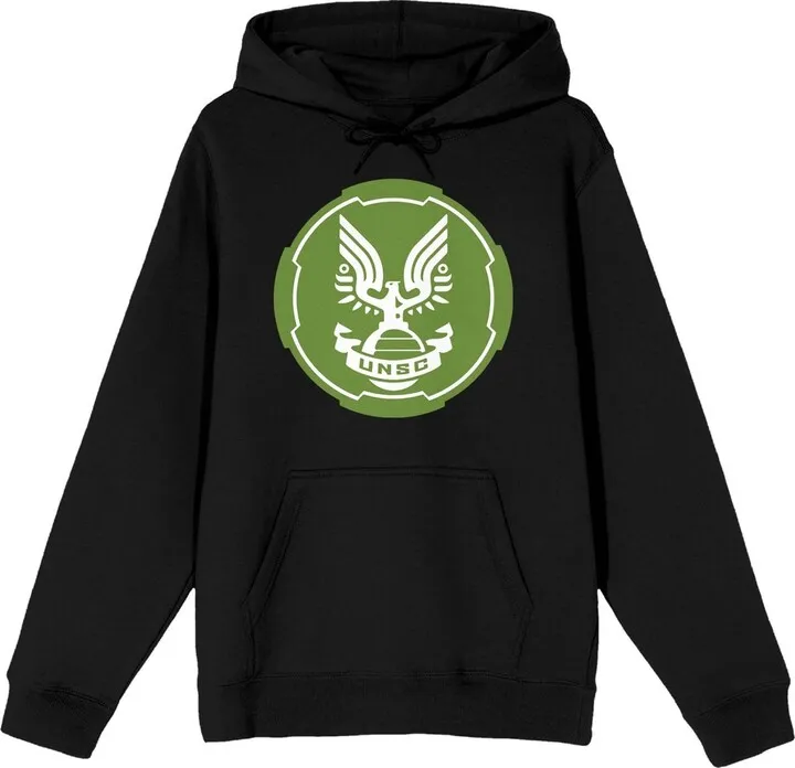 Halo Infinite UNSC Emblem Long Sleeve Black Men’s Hooded Sweatshirt-Small