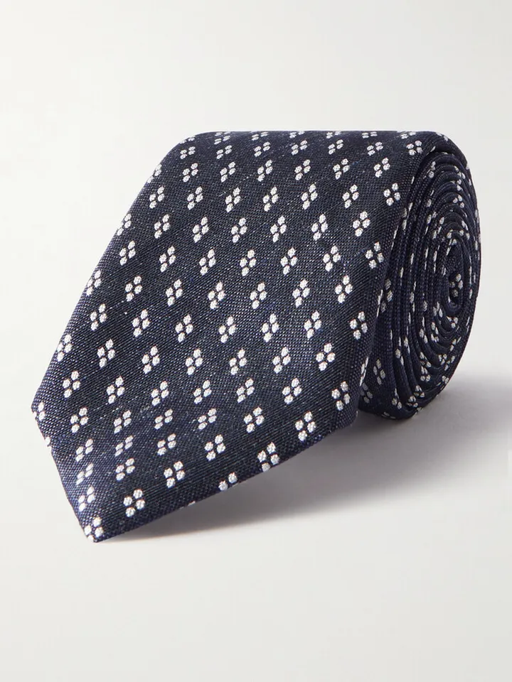 8cm Silk and Linen-Blend Tie
