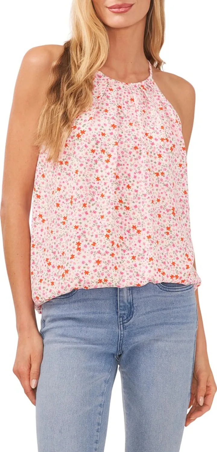 Floral Pleated Halter Top