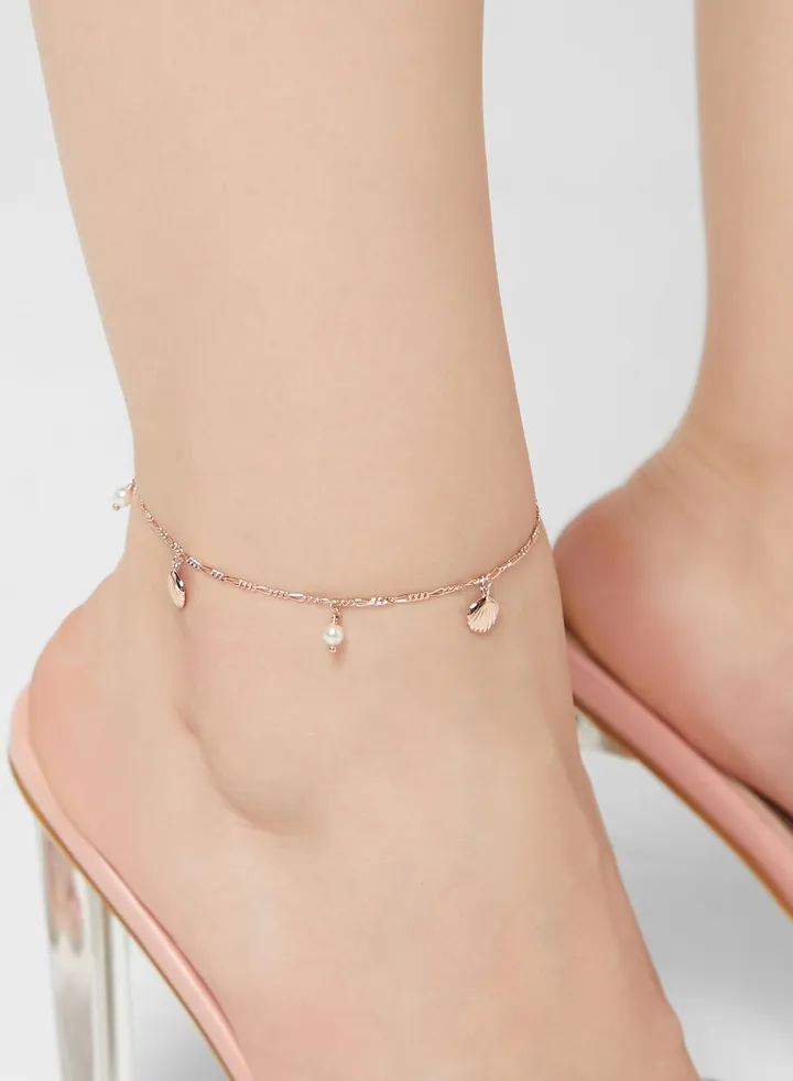 Charm Shell and Pearl Anklet