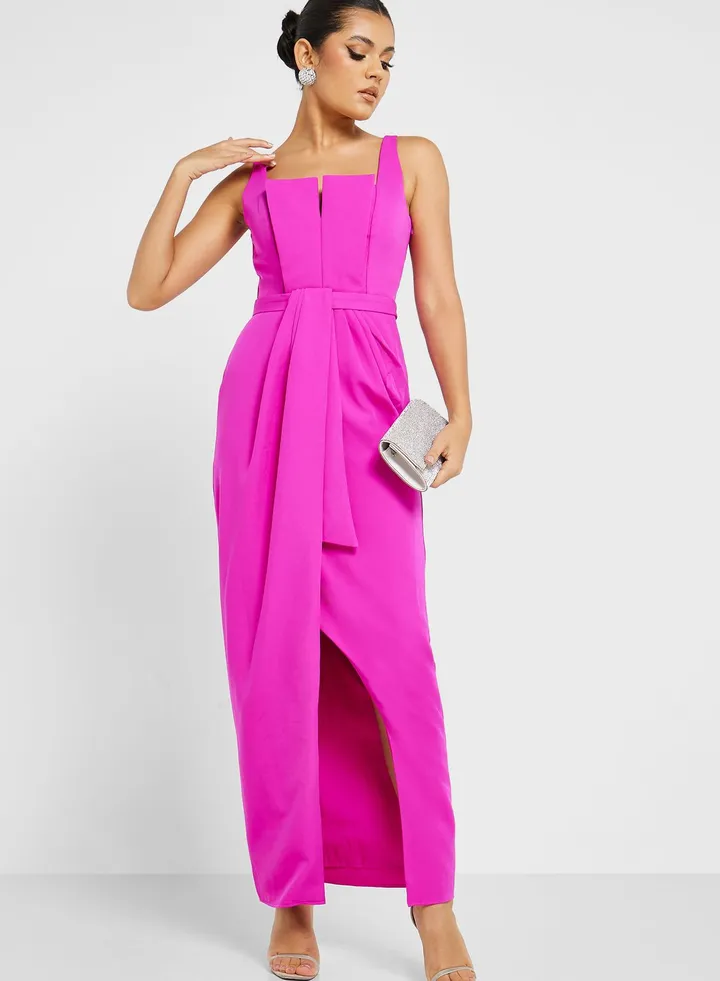 Front Slit Tie Detail Dress