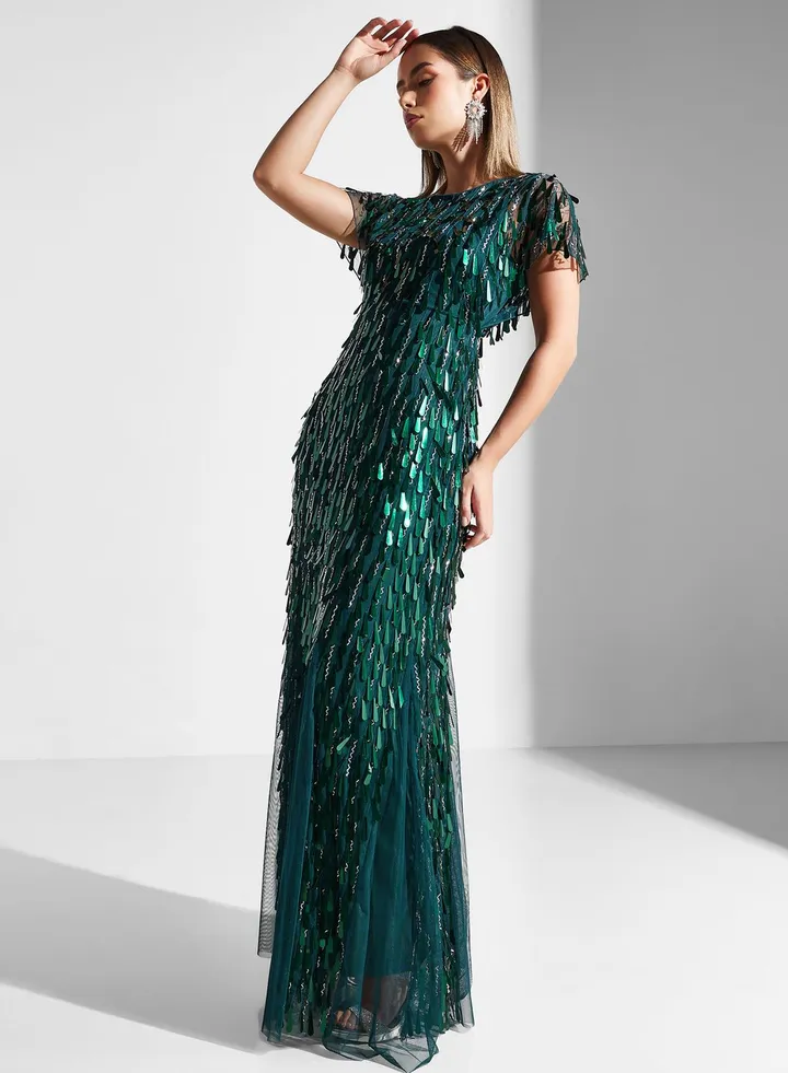 Embellished Crew Neck Dress