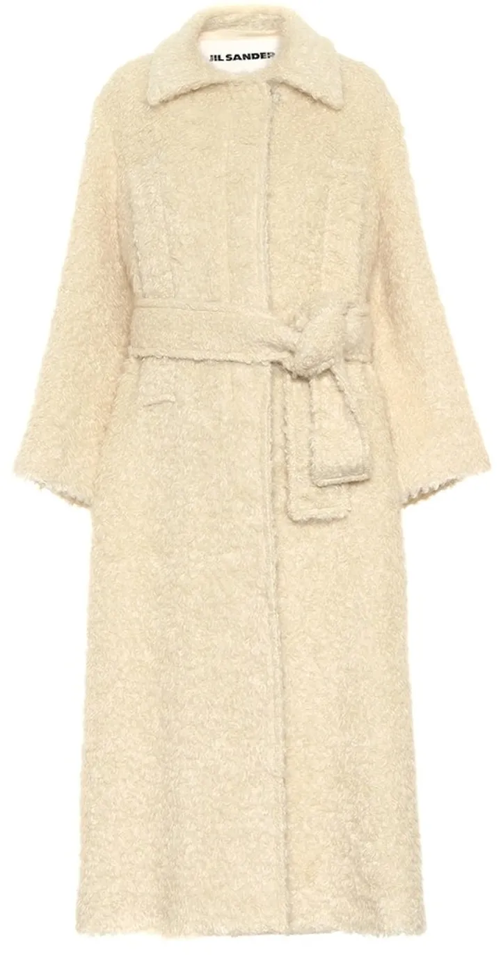 Belted mohair-blend coat