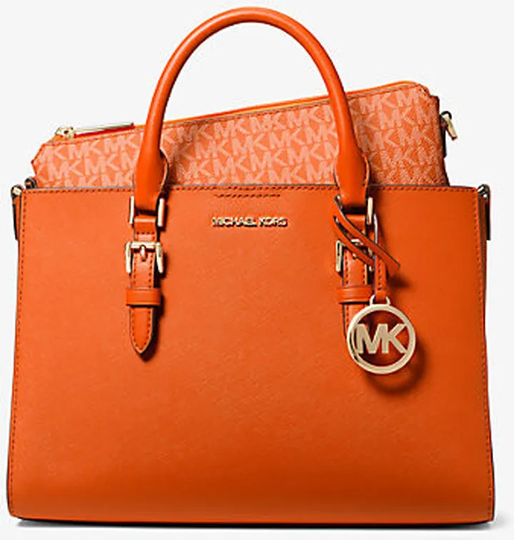 Charlotte Medium 2-in-1 Saffiano Leather and Logo Tote Bag