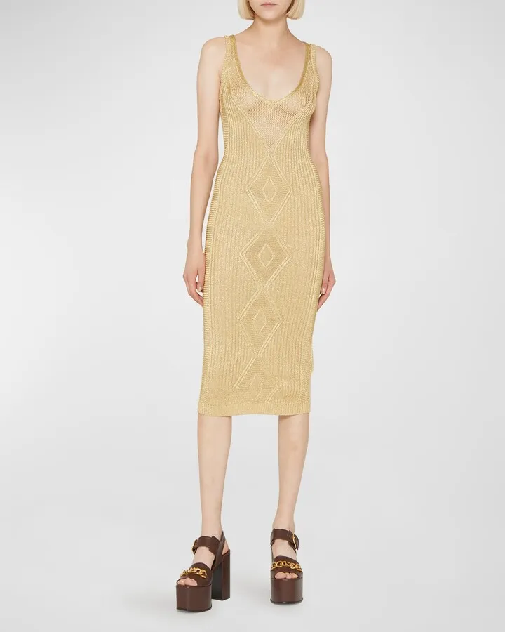 Abito Maglia Metallic Knit Midi Dress