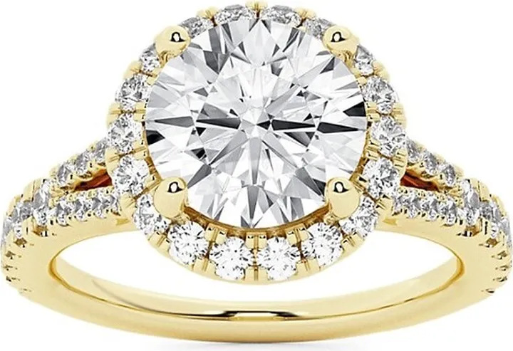 Build Your Own Collection 14K Yellow Gold & Lab Grown Diamond Halo Engagement Ring