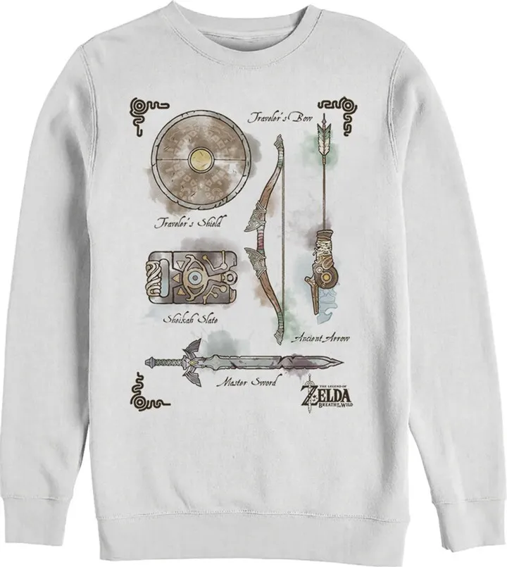 Men's Nintendo Zelda Quest Gear Array Sweatshirt - White - 2X Large
