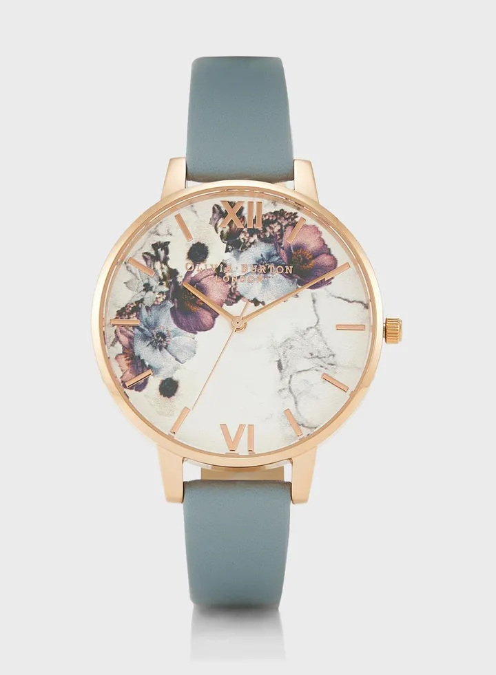 White & Floral Analog Watch