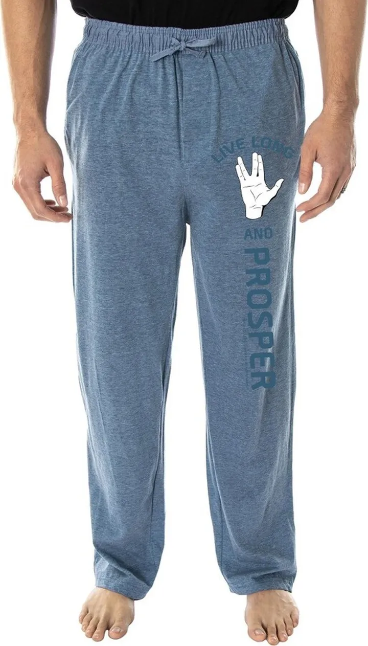 Star Trek Men's The Original Series Spock Live Long And Prosper Pajama Pants SM Blue