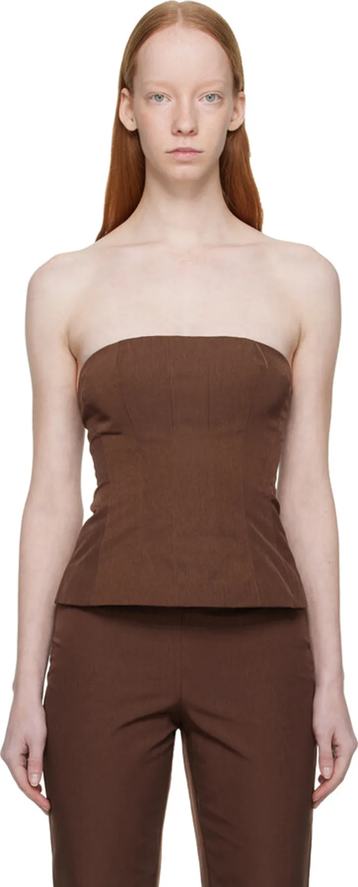 Staud Brown Woodgrain Camisole