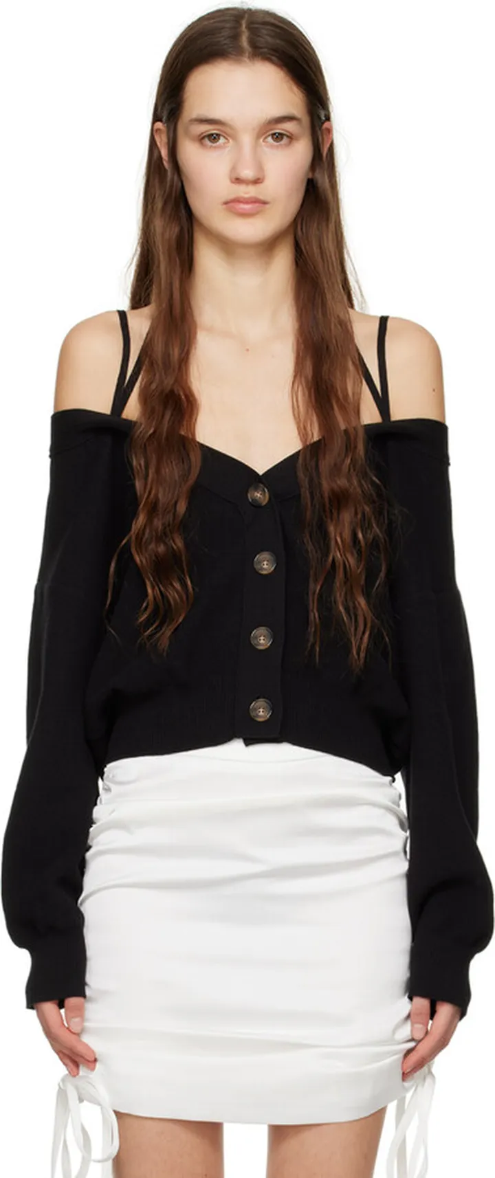 J KOO Black Strap Cardigan