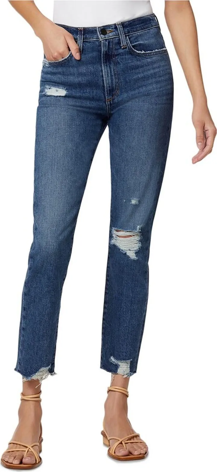 The Luna Womens Ankle Distressed Cigarette Jeans