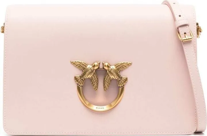 'love Click' Pink Shoulder Bag With Logo Plaque In Leather Woman