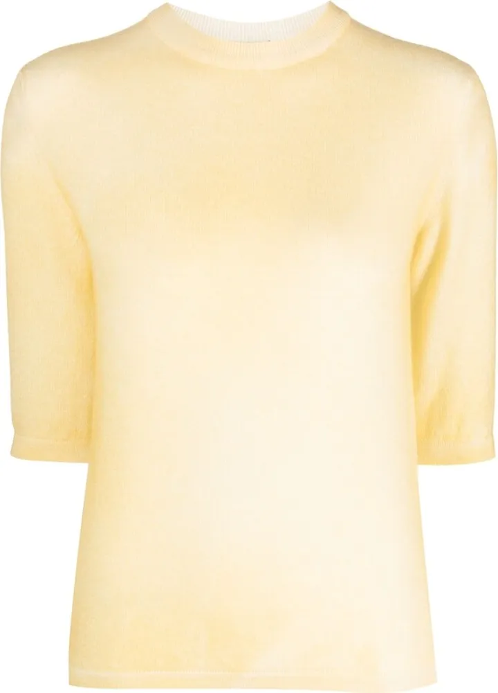 Short-Sleeve Cashmere Knitted Top