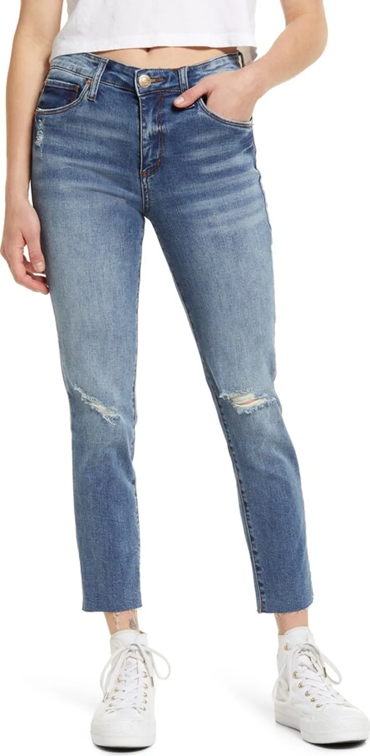 Riley High Waist Raw Hem Slim Boyfriend Jeans